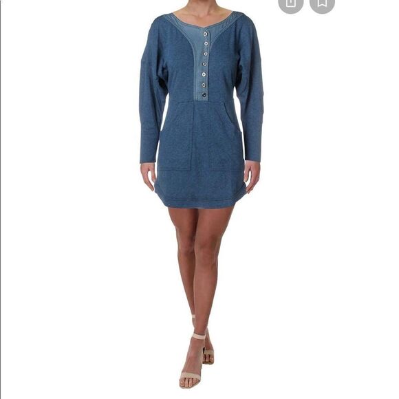 Free People Seeking Heart Mini Dress in Blue - Size Small - Picture 6 of 12